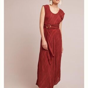 Anthropologie Moulinette Soeurs Guinevere Maxi Dress, Dark Red/Orange